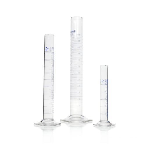  DURAN® Measuring cylinder, main points ring graduation, blue, class A, hexagonal base, 2000 ml EACH