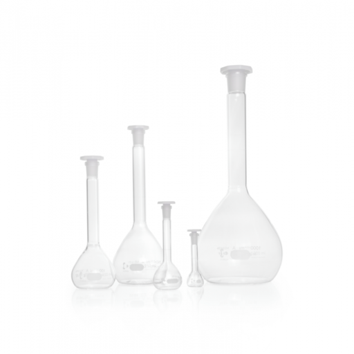  DURAN® Volumetric flask, white graduation, class A, batch certificate, with one graduation mark, octagonal PE-stopper, NS 7/16, 10 ml EACH