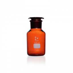  DURAN® bottles, reagent, wide neck, with NS 45/40, amber, with standard ground joint with glass flat-head stopper, 500 ml EACH