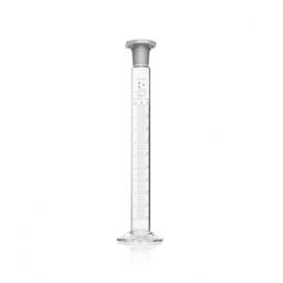  DURAN® Mixing cylinder, hexagonal base, class B, white graduation, NS 24/29, octagonal PE-stopper, 100 ml EACH