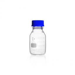 DURAN® Laboratory bottle, clear, graduated, GL 45, with screw-cap and pouring ring (PP),  250 ml EACH