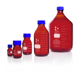  DURAN® GL 45 Laboratory glass bottle, amber, with screw cap and pouring ring (PP), 500 ml EACH