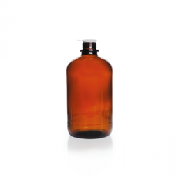  Round bottle, narrow neck, amber, soda-lime-glass, pouring ring and dust cap, 2500 ml EACH