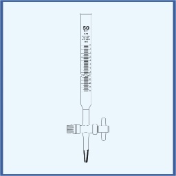 Burette with straight stopcock, PTFE key, with conical cup, QUALICOLOR, class AS 50 ml (0,1)